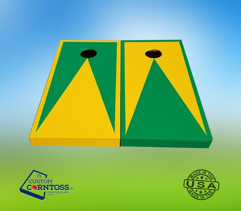 Custom two-color stained cornhole board set with bags