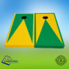 Custom Corntoss 2-color (kelly green and yellow) triangle design custom cornhole boards