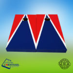 Custom Corntoss 3-color (red, white, blue) triangle design custom cornhole boards