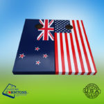 Custom Corntoss custom, hand painted American Flag and New Zealand flag cornhole boards