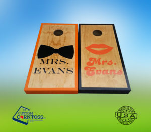 Custom Corntoss custom Mr. and Mrs. cornhole boards