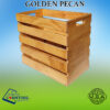 Custom golden pecan topple tower crate facing up
