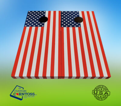 Set of custom American flag cornhole boards